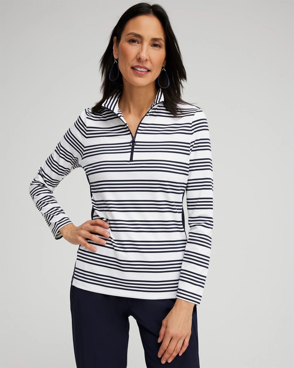 Zenergy® UPF Stripe Long Sleeve Top | Chico's Zenergy® UPF Stripe Long Sleeve Top | Chico's